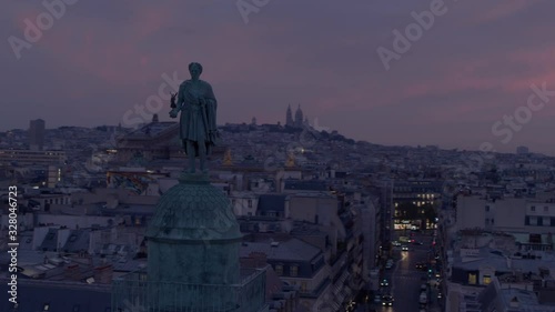Aerial drone shot of Paris and the column of the Place Vendôme