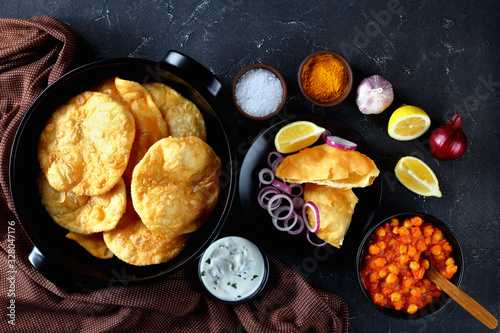 chole Bhature, fried bread and chickpea curry