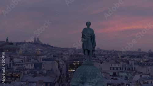Aerial drone shot of Paris and the column of the Place Vendôme