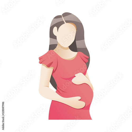 Vector illustration Beautiful pregnant woman