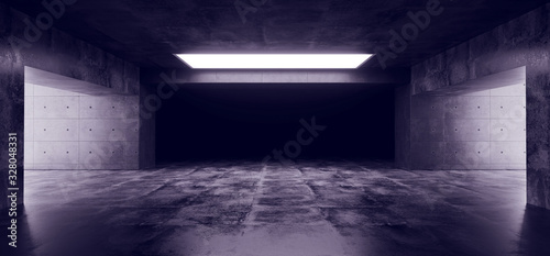 Empty Elegant Modern Grunge Dark Refletcions Concrete Underground Tunnel Room With Bright White Lights Background Wallpaper 3D Rendering © IM_VISUALS