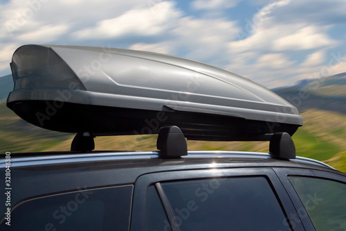 plastic luggage compartment on a car roof