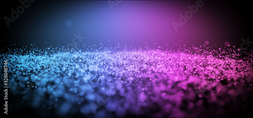 Bilde på lerret Glowing Sparkling Classic Pantone Cyber Blue Purple Vibrant Tiny Particles Glitt