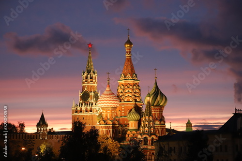 Kremlin view beautiful evening sunset in Moscow