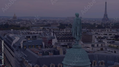 Aerial drone shot of Paris and the column of the Place Vendôme