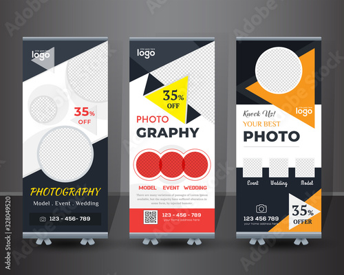 Photography roll up banner Template design.