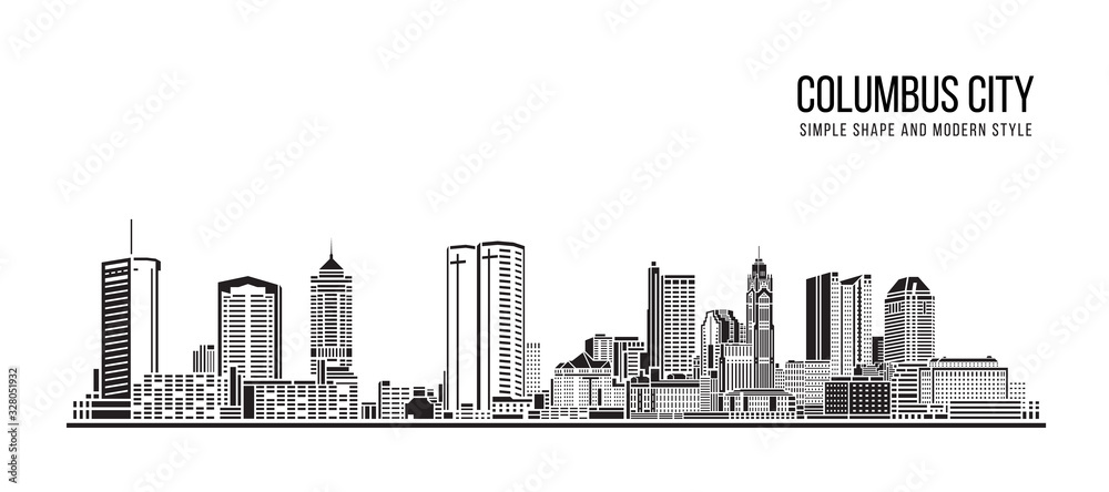Naklejka premium Cityscape Building Abstract Simple shape and modern style art Vector design - Columbus city
