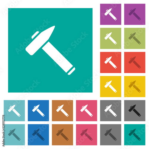 Old hammer square flat multi colored icons