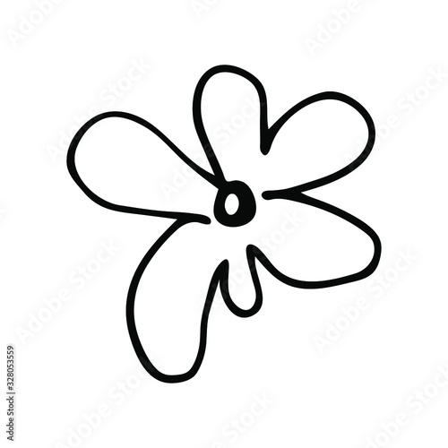 Single doodle flowers. fantasy flower in hand-drawn style. vector flower. element for design. Hipster grunge drawings.