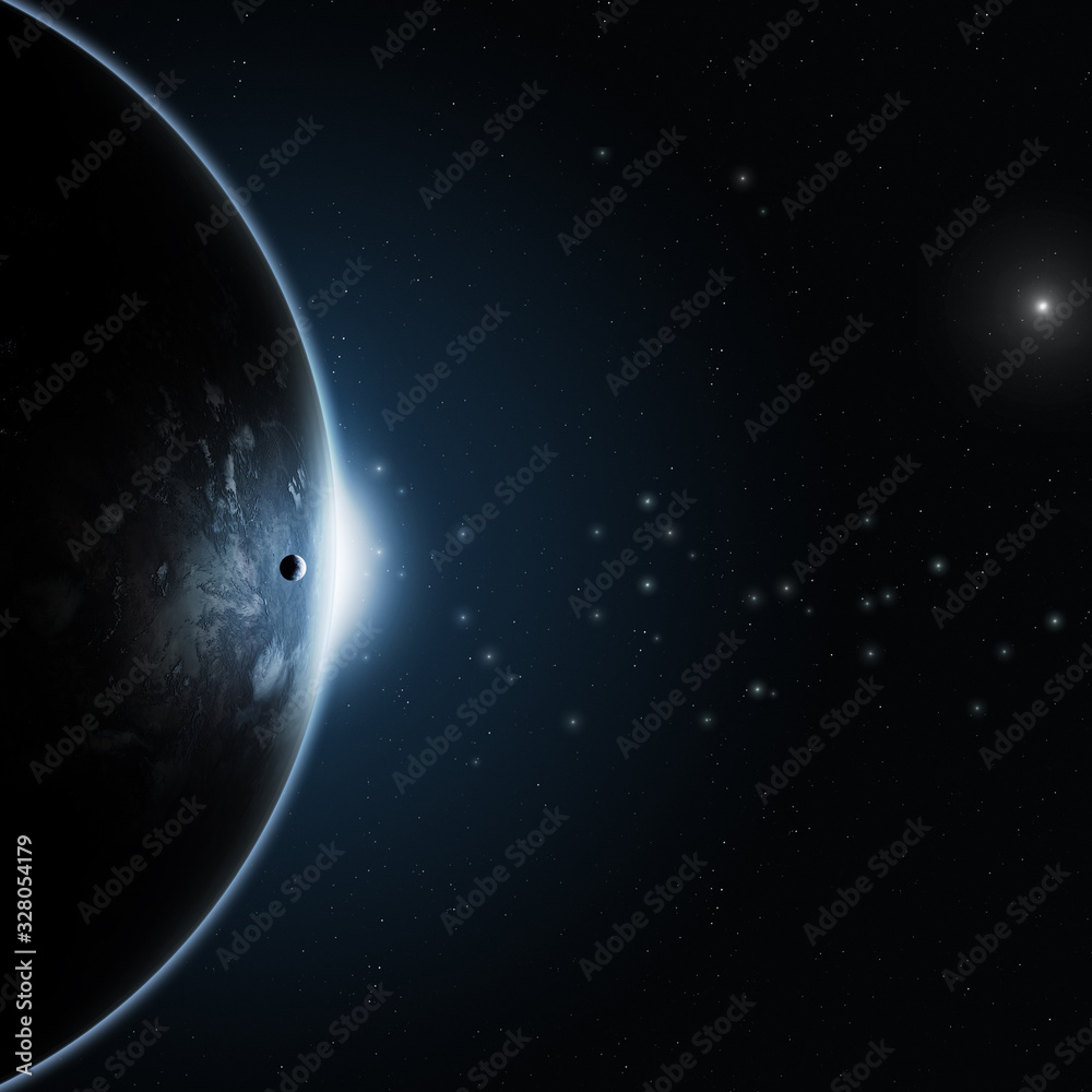 Naklejka premium Space Eclipse. 3d illustration