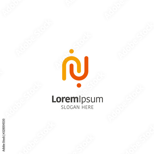 Letter N logo design template on white