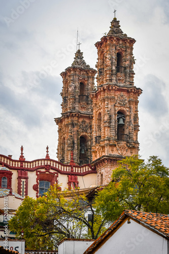 View of Santa Prisca church in Taxco, Guerrero, Mexico