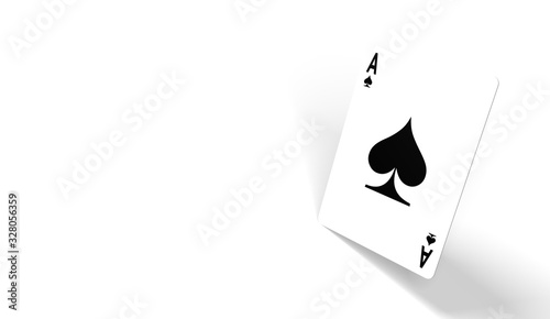 ace of spades. poker championship and gambling concept. playing card on a white background. 3D rendering