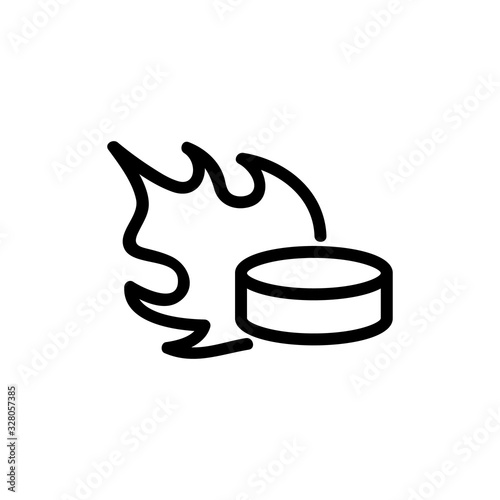puck, fire icon vector. Thin line sign. Isolated contour symbol illustration