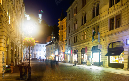 Evening view of the streets of Ljubljana. Slovenia
