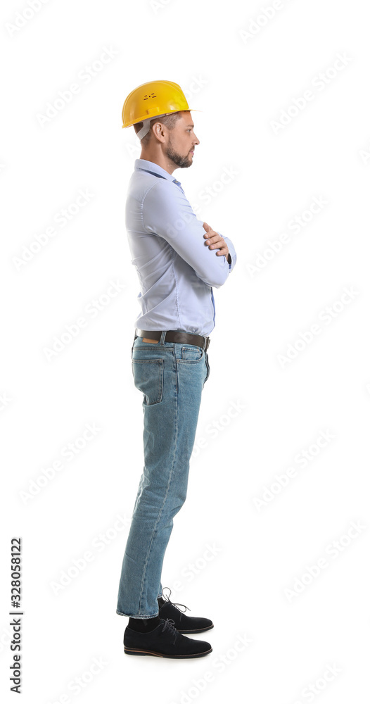 Male engineer on white background Male engineer on white background