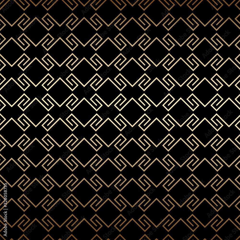 Golden seamless pattern on black, art deco style Golden seamless pattern on black, art deco style