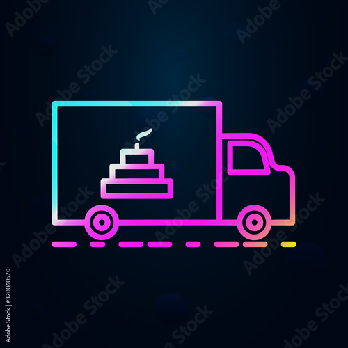 cake delivery in nolan style icon. Simple thin line, outline vector of birthday icons for ui and ux, website or mobile application