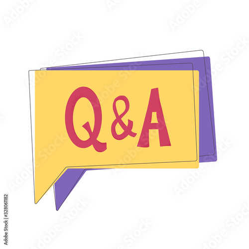 Q and A text emblem. Vector flat illustration. photo