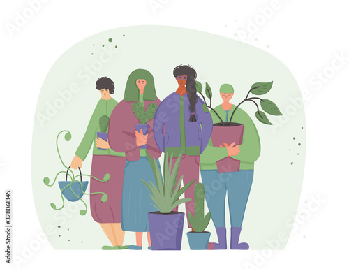 House plant lover concept Hand drawn vector flower