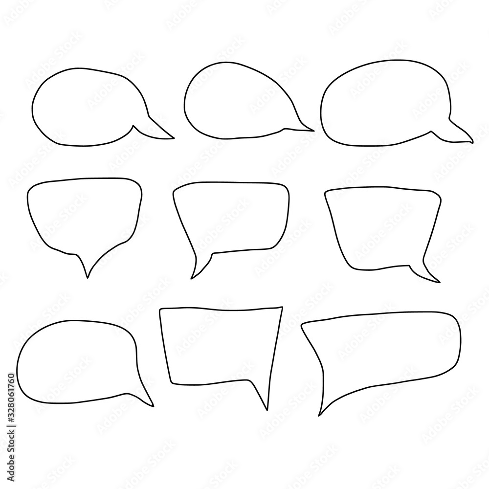 Speech bubbles hand drawn set. Vector illustration Speech bubbles hand drawn set. Vector illustration