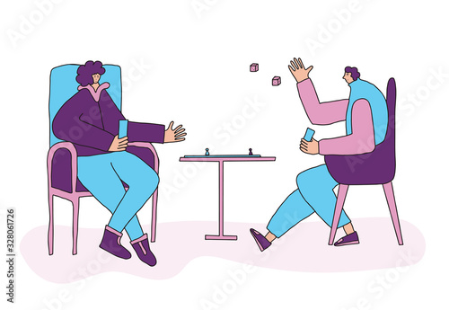 People sitting in the chair. Vector person.