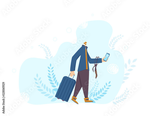 Bleisure concept. Work life balance. Vector person