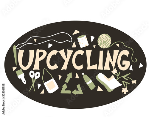 Upcycling hand drawn text. Vector word isolated.