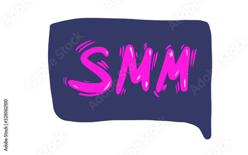 SMM text. Hand drawn social media marketing phrase