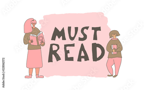 Reading a book concept. Vector color design.