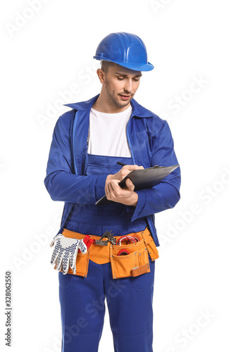 Handsome male worker with c...