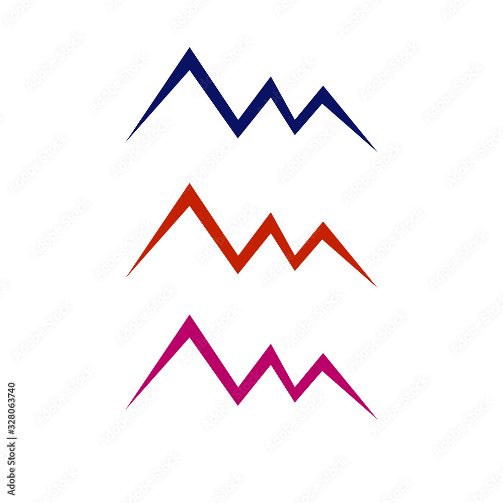 Design colorful Mountains line hand-painted logo, sign, symbol