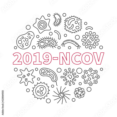 Vector 2019-ncov concept minimal circular illustration in linear style