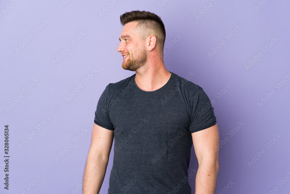 Russian handsome man over isolated background looking side Russian handsome man over isolated background looking side