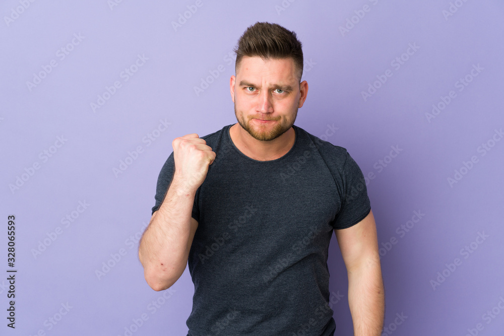 Russian handsome man over isolated background with unhappy expression Russian handsome man over isolated background with unhappy expression
