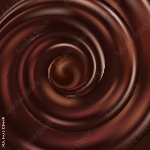 Chocolate swirl, wave flow. Abstract vector background.