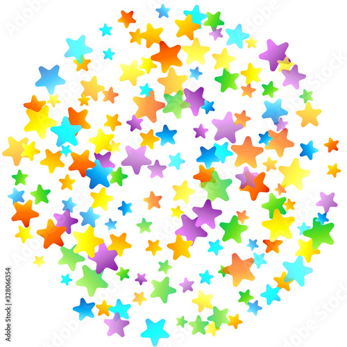 Rainbow Festive Confetti. Carnival Star Falling.