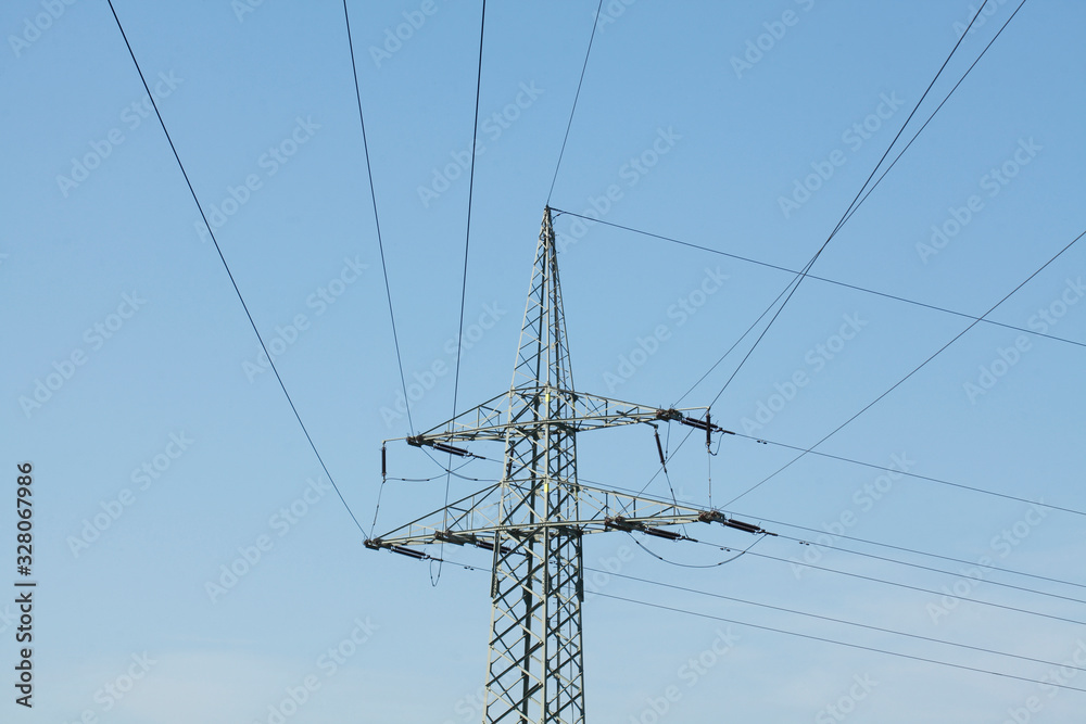 Strommast , Blauer Himmel, Deutschland, Europa Strommast , Blauer Himmel, Deutschland, Europa