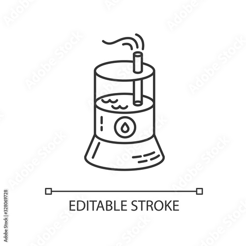Air cleaner, steam humidifier pixel perfect linear icon. Ionizer, water vaporizer, air purifier. Thin line customizable illustration. Contour symbol. Vector isolated outline drawing. Editable stroke