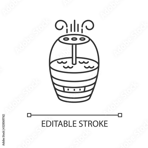 Air cleaning household appliance pixel perfect linear icon. Ionizer, water vaporization system. Thin line customizable illustration. Contour symbol. Vector isolated outline drawing. Editable stroke