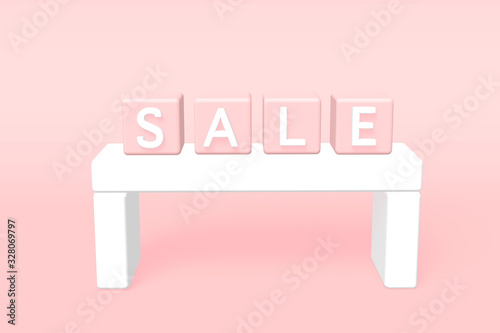 sale cubes on a white wood