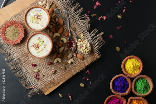 Thandai (Indian Traditional indian cold beverage is a well known indian Holi snack. (Holi Concept)