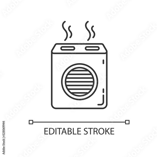 Modern air filter pixel perfect linear icon. Humidifying household appliance, air purifier. Thin line customizable illustration. Contour symbol. Vector isolated outline drawing. Editable stroke