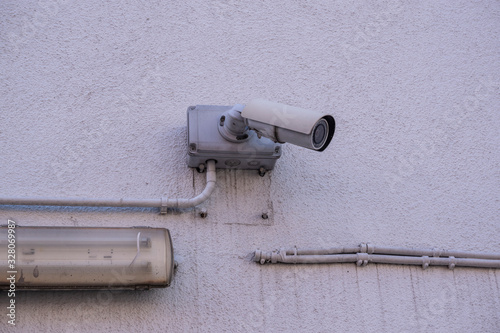 cctv security camera on the wall 