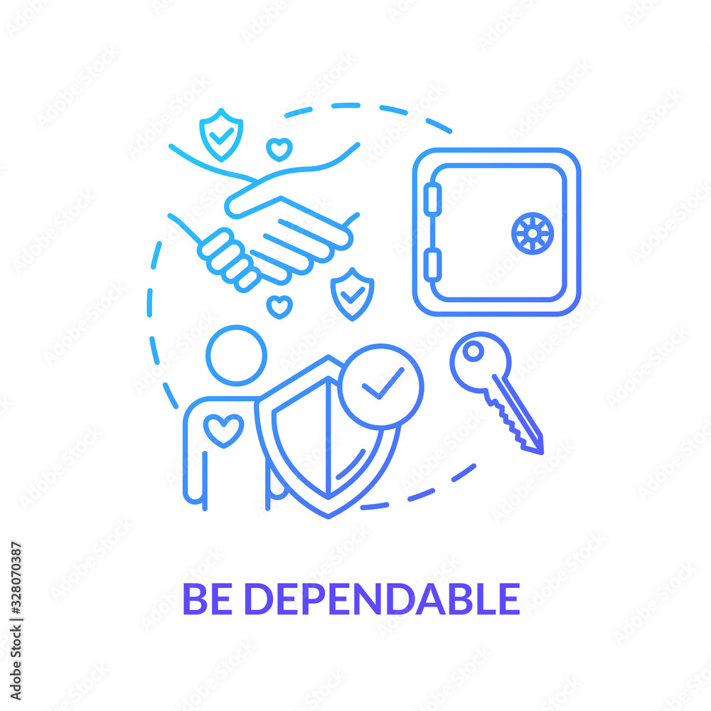 Be dependable concept icon. Friendship and relationships advices. Being loyal, reliable and trustworthy friend idea thin line illustration. Vector isolated outline RGB color drawing Be dependable concept icon. Friendship and relationships advices. Being loyal, reliable and trustworthy friend idea thin line illustration. Vector isolated outline RGB color drawing