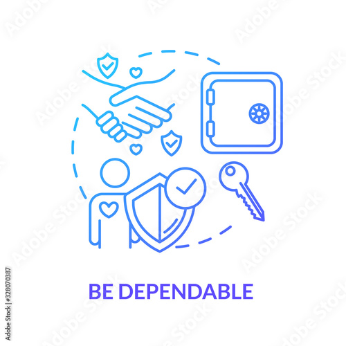 Be dependable concept icon. Friendship and relationships advices. Being loyal, reliable and trustworthy friend idea thin line illustration. Vector isolated outline RGB color drawing