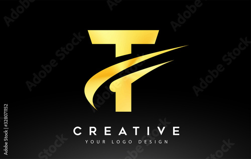 Free Download Creative T Letter Logo Design with Swoosh Icon Vector. - GFXLoad