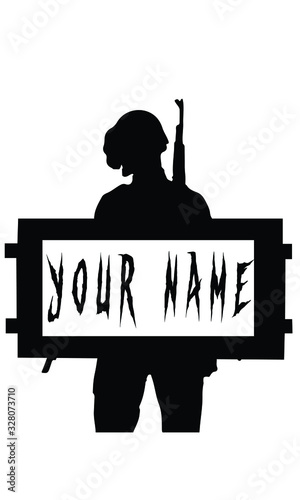 illustration of silhouette of a man, pubg profile name logo