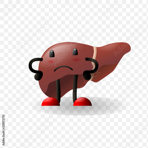 Liver. Human internal organ happy character
