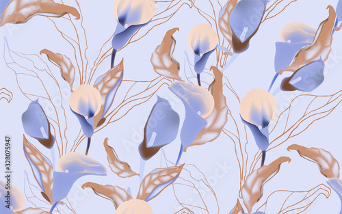Vector illustration with large inflorescences of plants.